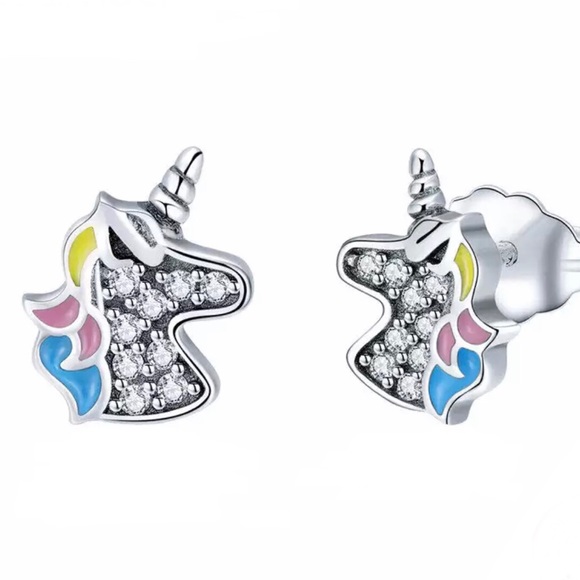 Jewelry - Earring Unicorn Head Stud Earring Cubic Zirconia